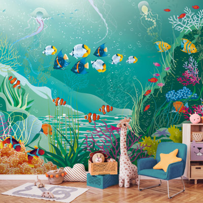 Origin Murals Under The Sea Adventure Green Matt Smooth Paste The Wall Mural 300Cm Wide X 240Cm High from B&Q