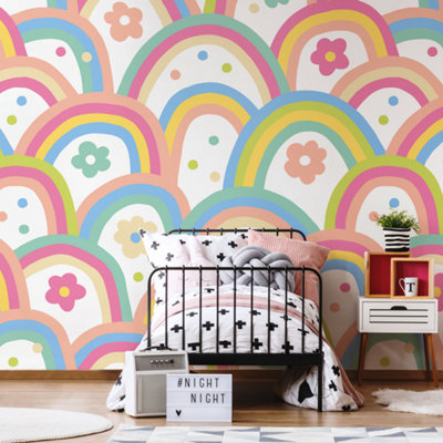 Origin Murals Rainbow Wobble Pink Matt Smooth Paste The Wall Mural 350Cm Wide X 280Cm High from B&Q