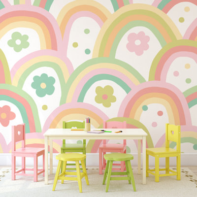 Origin Murals Rainbow Wobble Apple Green Matt Smooth Paste The Wall Mural 350Cm Wide X 280Cm High from B&Q