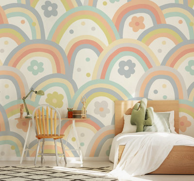 Origin Murals Rainbow Wobble Grey Matt Smooth Paste The Wall Mural 350Cm Wide X 280Cm High from B&Q