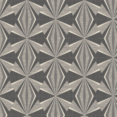 Hoopla Walls Sunray Diamond Black 10M Wallpaper Matt Smooth from B&Q