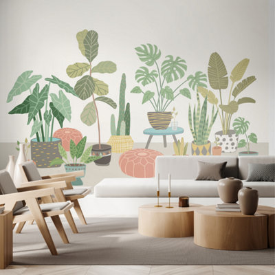 Origin Murals Houseplant Pots Grey Matt Smooth Paste The Wall Mural 350Cm Wide X 280Cm High from B&Q