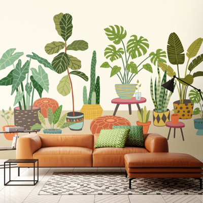 Origin Murals Houseplant Pots Natural Matt Smooth Paste The Wall Mural 350Cm Wide X 280Cm High from B&Q
