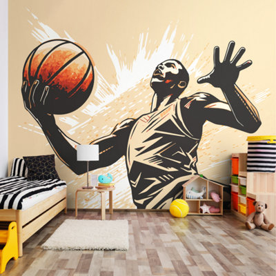 Origin Murals Graphic Basketball Player Orange Paste The Wall Mural 300Cm Wide X 240M High from B&Q