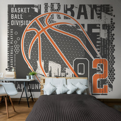 Origin Murals Modern Basketball Black Paste The Wall Mural 300Cm Wide X 240M High from B&Q
