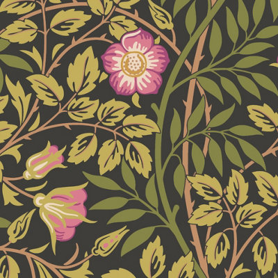 B&Q -  Rosehip Trail Aubergine Smooth Matt Wallpaper
