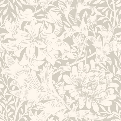 Hoopla Walls Chrysanthemum  Dove Smooth Matt Wallpaper from B&Q