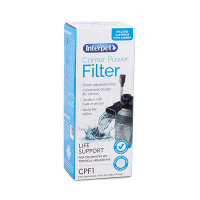Interpet Aquarium Filter Internal Fish Tank Safe Corner Power Filtration Cpf1300L/ph + Spray Bar from B&Q