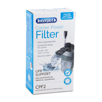 Interpet Aquarium Filter Internal Fish Tank Safe Corner Power Filtration Cpf2400L/ph + Spray Bar from B&Q