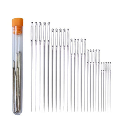 Cclkhy Stainless Steel Sharp Point 25 Pieces Sewing NeedlesLarge EyeHand KnittingCrochetLeatherHandbagsWallets from B&Q