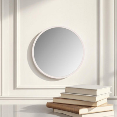 B&Q -  Simple Round Wall Mirror White 50Cm