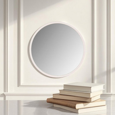 B&Q -  Contemporary Round Wall Mirror White 102Cm