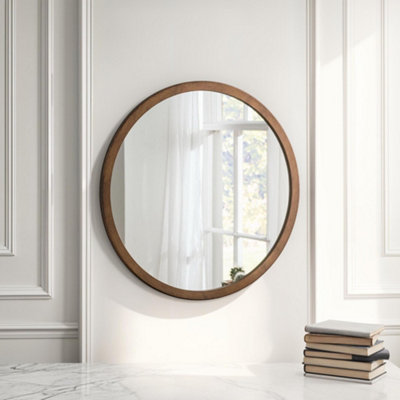 B&Q -  Contemporary Round Wall Mirror Bronze 102Cm