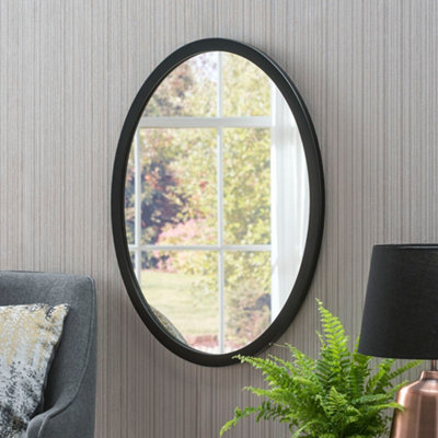 Yearn Contemporary Oval Wall Mirror Black 64X54Cm from B&Q
