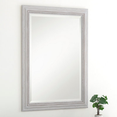 Yearn Distressed White Framed Wall Mirror 102X74Cm from B&Q