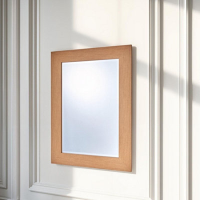 Yearn Bevelled Oak Effect Framed Wall Mirror - 63 x 78cm - Brown - Image 7