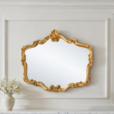 Yearn Mirrors Unisex Metallic Gold Regency Decorative Landscape Mirror Gold In - Image 6
