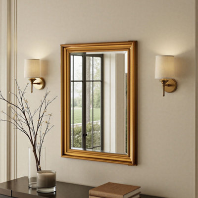 Yearn Beaded Classic Gold Framed Bevelled Wall Mirror from B&Q