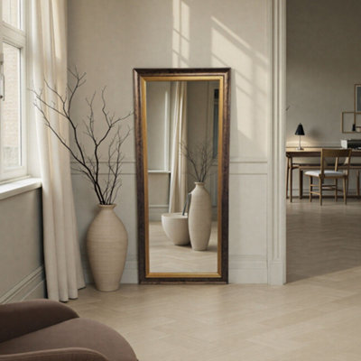 Yearn Classic Tall Bronze Gold Bevelled Wall Mirror from B&Q