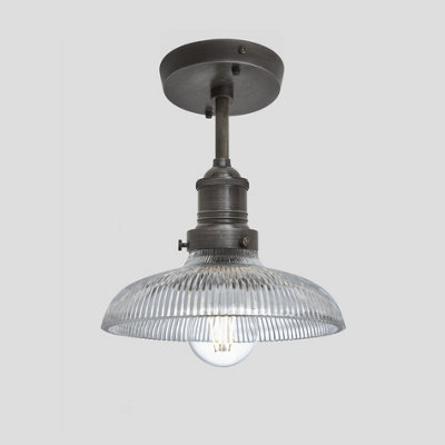 Industville Brooklyn Glass Dome Flush Mount8 InchPewter Holder from B&Q