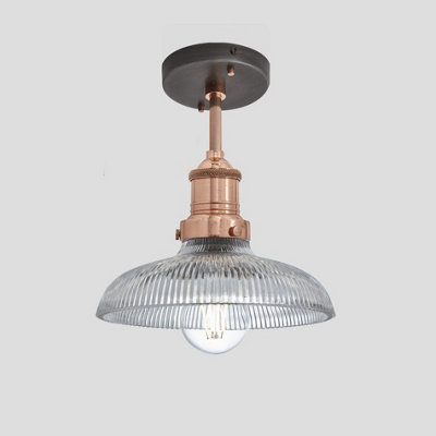 Industville Brooklyn Glass Dome Flush Mount8 InchCopper Holder from B&Q