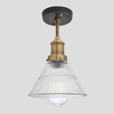 Industville Brooklyn Glass Funnel Flush Mount7 InchBrass Holder from B&Q