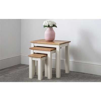 Ashfield Ivory And Oak Nest Of 3 Tables from B&Q