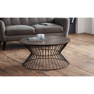 Ashfield Walnut Round Wire Coffee Table Black