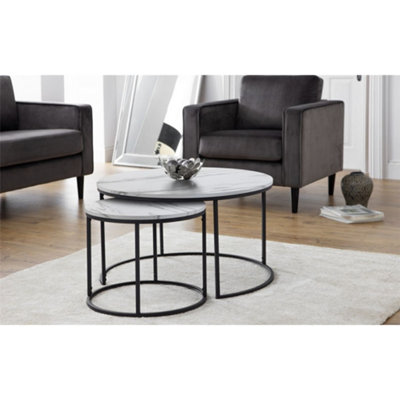 Ashfield White Marble Round Nesting Coffee Tables from B&Q