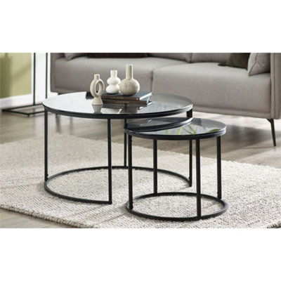 Ashfield Premium Smoked Glass Round Nesting Coffee Tables from B&Q