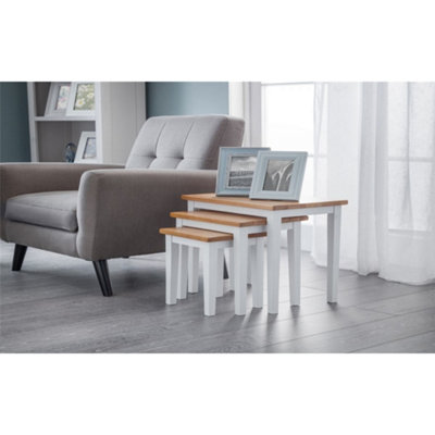 Ashfield Stylish White And Oak Nest Of Tables from B&Q
