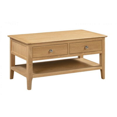 Ashfield Solid Oak Coffee Table With 2 Drawers from B&Q