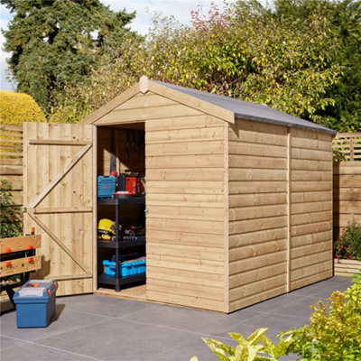 Cheshire 8Ft X 6Ft WindowlessSingle Door12mm Shiplap Apex Shed from B&Q