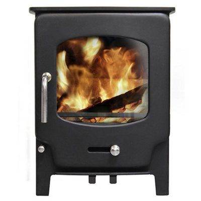 Marlborough Modern Metallic Black 4.2Kw Defra Multifuel Burning Stove from B&Q
