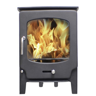 Marlborough Modern Metallic Black 5Kw Defra Multifuel Burning Stove from B&Q