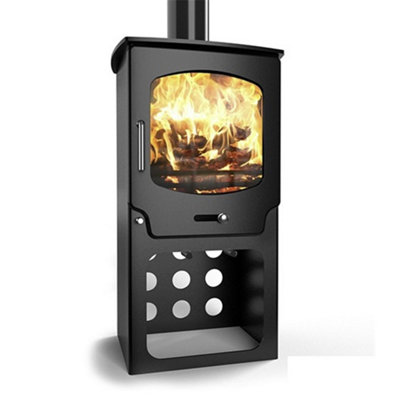 Marlborough Modern Metallic Black 5Kw Defra Multifuel Burning Tall Stove from B&Q