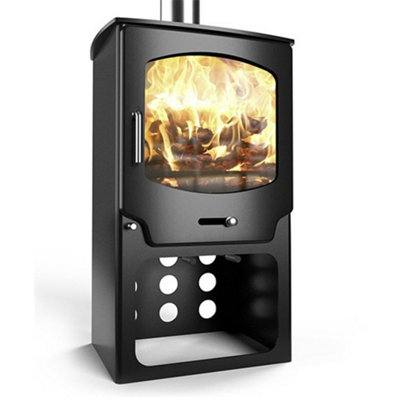 Marlborough Modern Metallic Black 8Kw Defra Multifuel Burning Tall Stove from B&Q