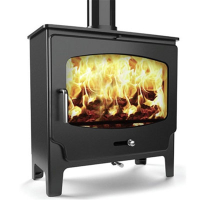 Marlborough Modern Metallic Black 5Kw Defra Multifuel Burning Stove from B&Q