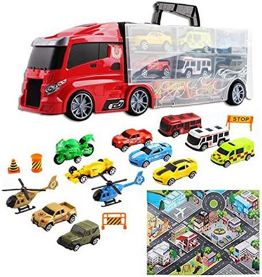 Deao Toys Deao Truck Container Playset Transport Suitcase With 12 CarsAccessories & MapsFun Kids Gift from B&Q