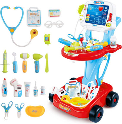 Deao Toys 17 Pcs Rich Pretend Kids Doctors Playset Little Doctors Trolley Kit Educational Toys Pretend Doctor Set Great Gift For Toddlers from B&Q