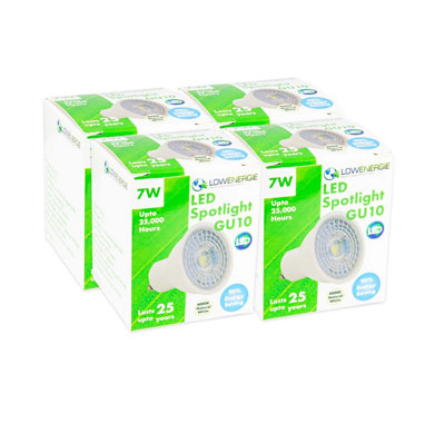 Lowenergie 75W Equivalent Brightness Gu10 7W Led SpotlightNatural WhitePack Of 4 from B&Q