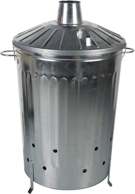 Simpa 125L Garden Galvanised Incinerator Fire Bin Rubbish Pit from B&Q