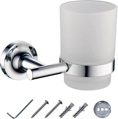 Jassferry Wall Mounted Toothbrush Holders Frosted Glass Tumbler & Holder from B&Q