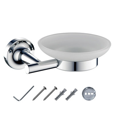 B&Q Jassferry Wall Mounted Soap Dishes Frosted Glass Soap Saver Storage Tray Holder