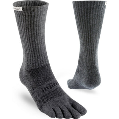 Injinji Men's Mid-Weight Trail Run Crew Length Toe SocksUk: 12+Graphite Grey from B&Q