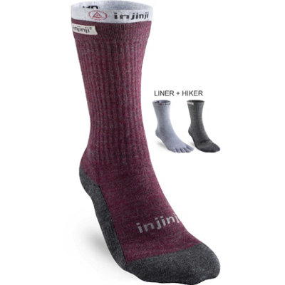 Women's Injinji Merino Wool Liner+Hiker SocksUk: 7-10Maroon from B&Q