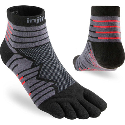 Injinji Men's Mid-Weight Ultra-Run Mini-Crew Toe SocksUk: 10-12Onyx Grey from B&Q