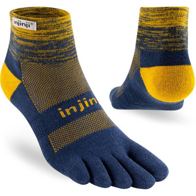 Injinji Men's Mid-Weight Trail Run Mini-Crew Toe SocksUk: 3.5-6.5Moonlight Blue/gold from B&Q
