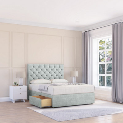 Sloomy 2Ft6 Mayfair Divan Bed Base Silver Naples ,2 Drawers & 54" Floor Standing HeadboardSmall Single from B&Q