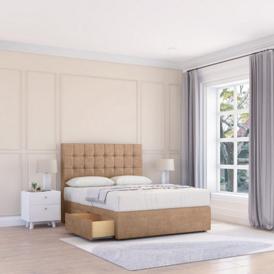 Sloomy 3Ft Alabama Divan Bed Base Sand Naples ,2 Drawers & 54" Floor Standing HeadboardSingle from B&Q
